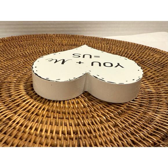 You + Me  = Us Heart Decor, Valentines Day, Family, Love, Neutral Decor - Picture 6 of 8